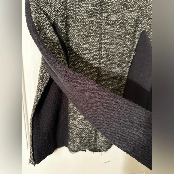 ANTHROPOLOGIE Cartonnier RARE! L Black Gray Tweed Snap Wool Blend Jacket RAW HEM - Picture 9 of 14